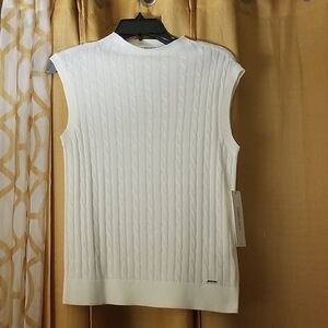 Calvin Klein Ivory Cable Knit Sleeveless Top